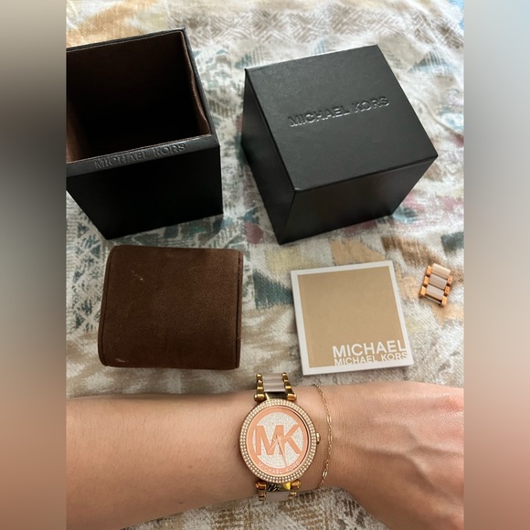 Michael Kors Jewelry - Michael Kors Rose Gold Crystal Watch Authentic